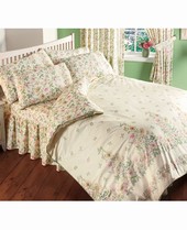 Cottage Garden Fitted Valanced Sheet.      Classic country look by Dorma. Painted floral studies fou