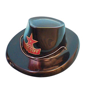 Cowboy hat, black plastic