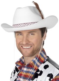 Unbranded Cowboy Hat: White Stetson with Feather