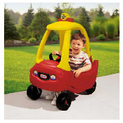 The Little Tikes Cozy Coupe III Car car has its own ignition switch key, and it has a high back seat