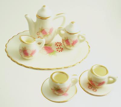 Cream & Pink Floral Tea Set