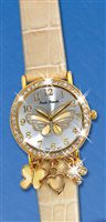 Cream And Gold Butterfly Watch