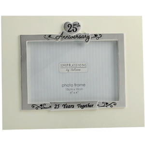 Unbranded Cream and Silver 25th Anniversary Photo Frame