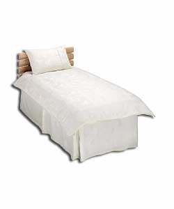 Cream Autumn Jacquard Single Fitted Valance Sheet.