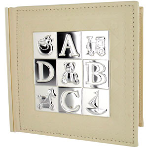 This gorgeous silver plated and cream leather ABCD baby photo album makes a beautiful keepsake gift 