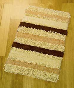 Cream Textured Stripe Bath Mat