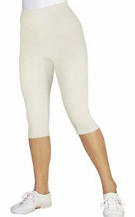 Elasticated Cotton Capri leggings. Creation L Leggings Features: Washable 95% Cotton, 5% Elastane Inside leg approx. 49 cm (19 ins) (size 16)