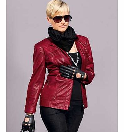 Trendy blazer in a soft quality faux leather, with stand-up collar, angled yoke and panelled seams with a two way zip fastening. Creation L Blazer Features: Lined Washable 100% Polyester Length approx 70 cm (28 ins)