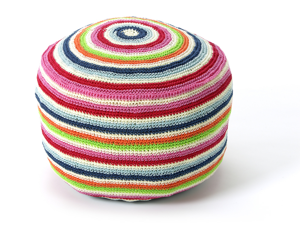The perfect stool for little imps. Handcrafted from soft, crocheted cotton, with a sturdy stand. For