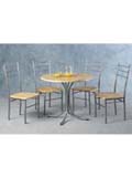 The Crosby Rectangular Dining Set features a golden beech veneered table with silver metal frame