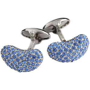 Crystal Bean Cufflinks- Blue