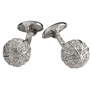 Crystal Orb Cufflinks- Silver