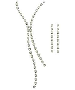 Unbranded Crystal Y-Necklace and Earrings Set