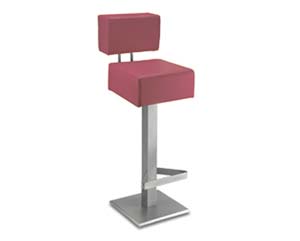 Sturdy heavy-duty bar stool. Ultra modern chunky square seat. Rectangular backrest with chrome suppo