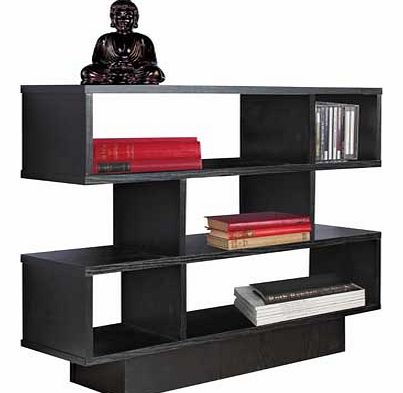 This trendy square design in modern black ash wood looks great in your home and offers practical storage space. An eye-catching talking piece with multiple uses. Part of the Cubes collection Collect in store today. Size H67.3. W80. D24cm. 4 shelves. 