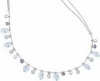 Cubic Zirconia Amethyst Blue Topaz & Freshwater Pearl Silver Adjustable Necklet