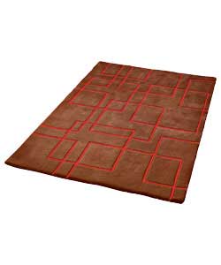 Cubism Chocolate and Red Rug