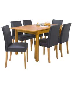 Unbranded Cucina Oak Dining Table and 6 Winslow Black Chairs