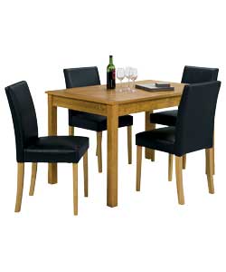 Unbranded Cucina Oak Extendable Dining Table and 4 Black