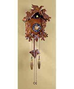 Cuckoos number of hours on the hour.Size (H)51, (W)22, (D)13.5cm.Requires 3 x C batteries (not inclu