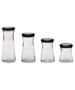 Unbranded Cuisinier 4 piece Glass Storage Set with Black Lids