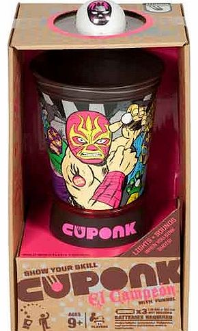 Show off some serious skills with the Cuponk! El Campeon game.Cuponk! is one of those simple ideas with fantastic results. Simply toss the balls at the cup and if you make the shot youll be rewarded with flashing lights and sounds.But thats just the 