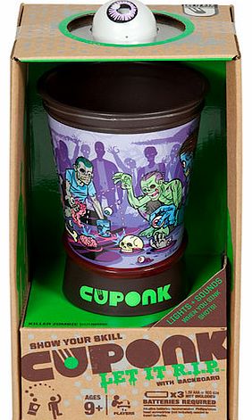 Become a dead-eye shot with the Cuponk! Let it R.I.P. game.Cuponk! is one of those simple ideas with fantastic results. Simply toss the balls at the cup and if you make the shot youll be rewarded with flashing lights and sounds.But thats just the sta