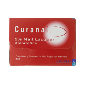Once Weekly Treatment for Mild Fungal Nail Infections. Curanail 5% Nail Lacquer is used to treat fun