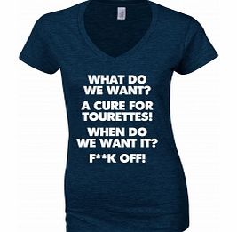 Unbranded Cure For Tourettes Navy Womens T-Shirt Small ZT