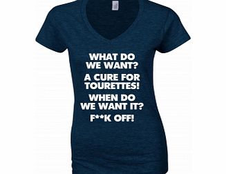 Unbranded Cure For Tourettes Navy Womens T-Shirt X-Large ZT