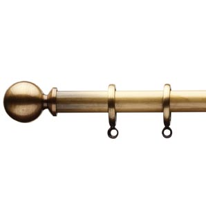 Curtain Pole Kit- Antiqued Brass- Ball- 150cm