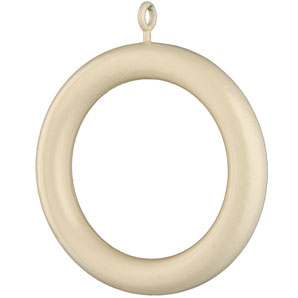 Pack of 6 cream lacquered rings for the 35mm cream curtain pole. Made from Koto wood with a