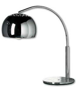 Chrome finish with metal adjustable shade.Height 52cm.Diameter 56cm.In-line switch.Requires 1 x 100