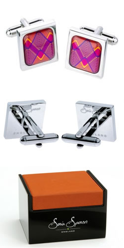 Unbranded Curved Waves Cufflinks