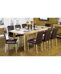 Unbranded Cussina Oak Veneer Table and 6 Brown Faux Leather Chairs