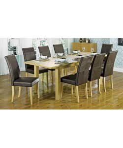 Unbranded Cussina Oak Veneer Table and 6 Brown Leather Chairs
