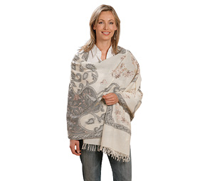 Unbranded Cutwork Sequined Scarf, Grey