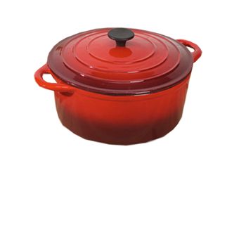Unbranded D6274 Large Marked Cast Iron Casserole Pan in Red