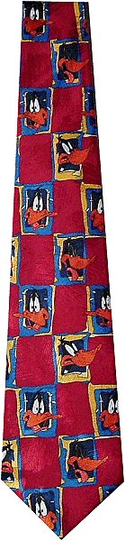 A lovely deep red tie with Daffy Duck
