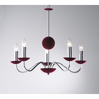 Unbranded DAHOB0558 - 5 Light Chrome and Burgundy Hanging Light
