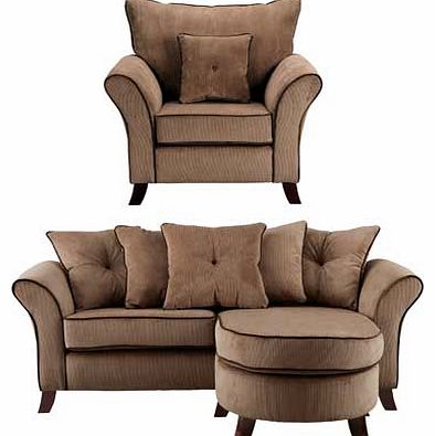 Unbranded Daisy Fabric Corner Sofa Group and Chair - Coffee