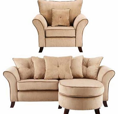 Unbranded Daisy Fabric Corner Sofa Group and Chair - Mink