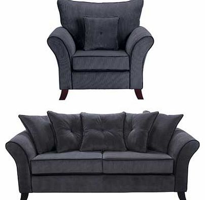 Unbranded Daisy Large Fabric Sofa and Chair - Charcoal