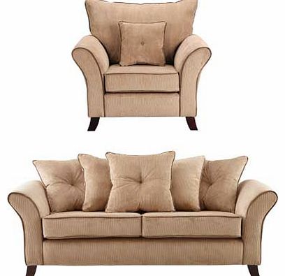 Unbranded Daisy Large Fabric Sofa and Chair - Mink