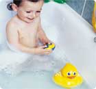 Remote-control duck paddles, walks and quacks. Wit