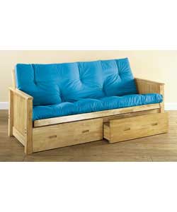 Dakota Storage Futon with Blue Mattress