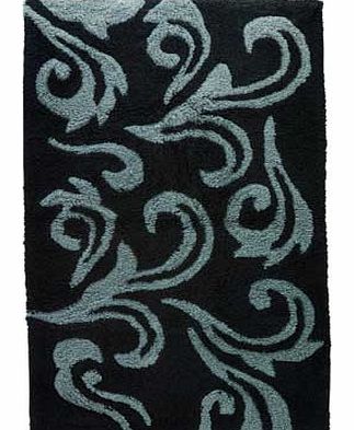 Unbranded Damask Bath Mat - Black and Grey
