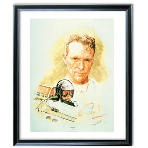 This painting of Dan Gurney pictures him taking his and Brabham`s first formula 1 win in the 1964 Fr