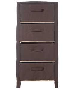 Unbranded Dark Brown Canvas and Wood 4 Drawer Chest