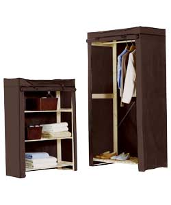 Unbranded Dark Brown Single Wardrobe 2 Piece Set